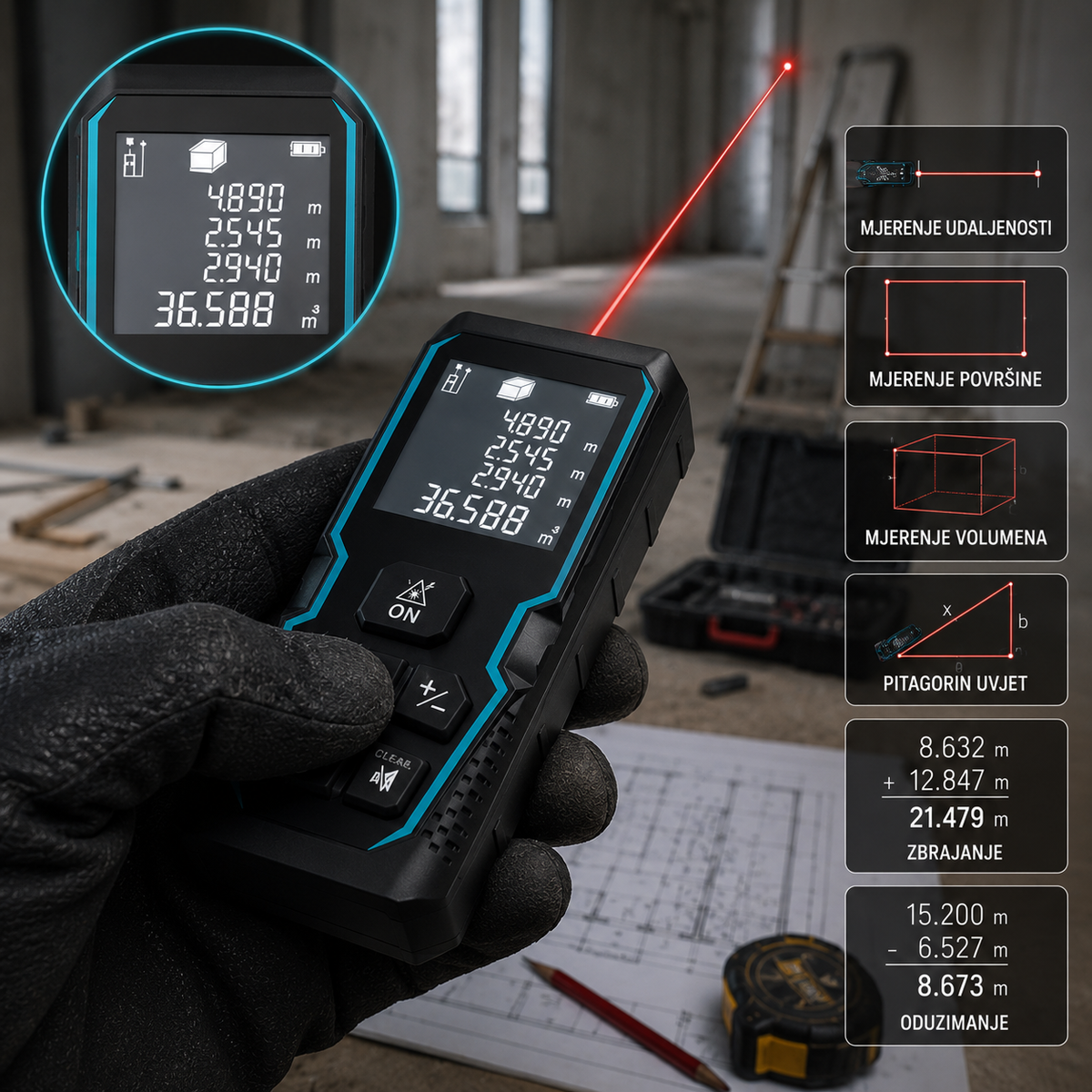 Laserski digitalni metar