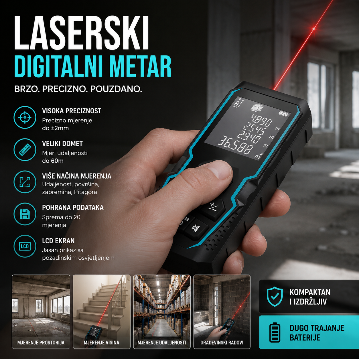 Laserski digitalni metar