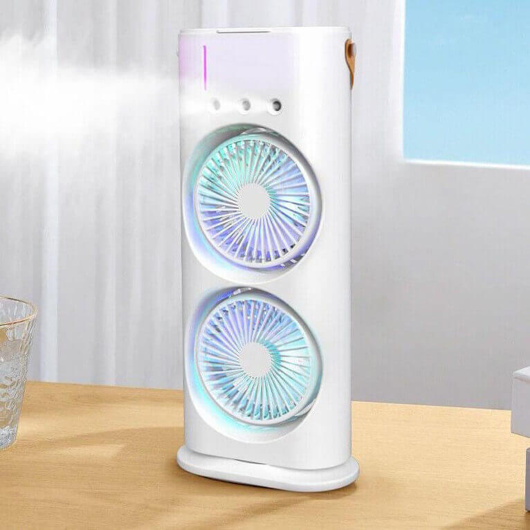 Prenosiva mini klima sa duplim ventilatorom i raspršivačem vodene magle